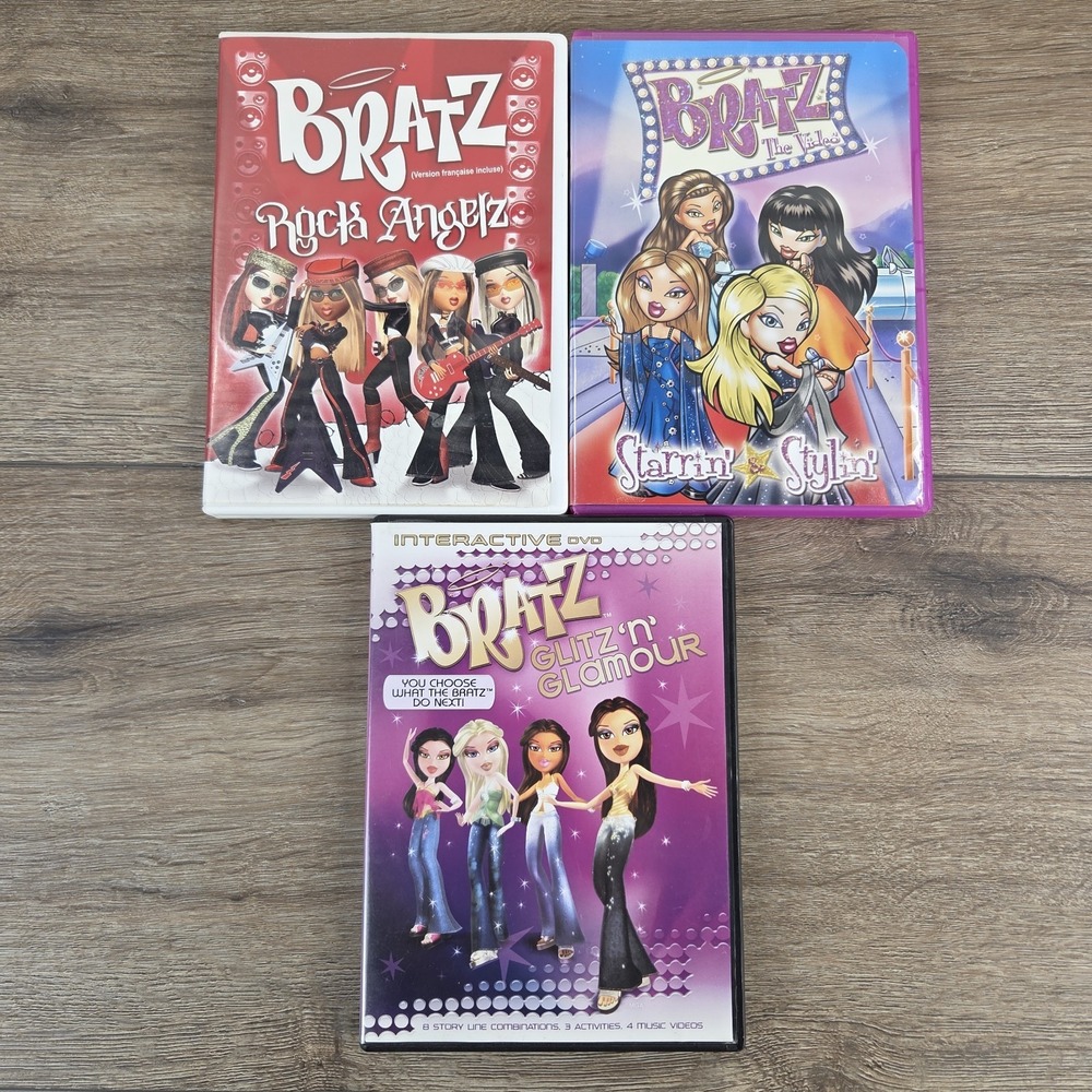 Bratz 3 Pack DVD Lot - Rock Angelz Starrin' Stylin' & Glitz 'n' Glamour - Tested